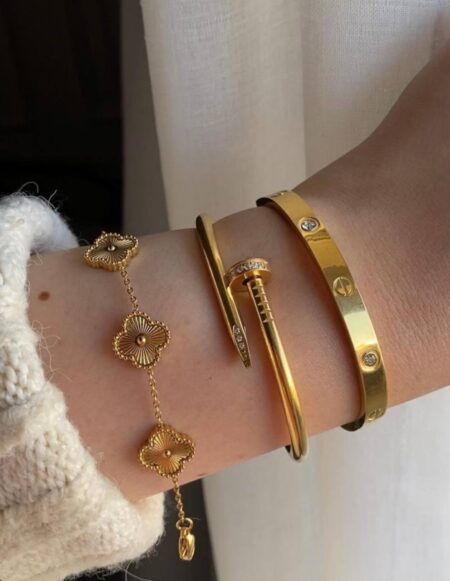 Bracelet Stack (Love + Nail + Clover)