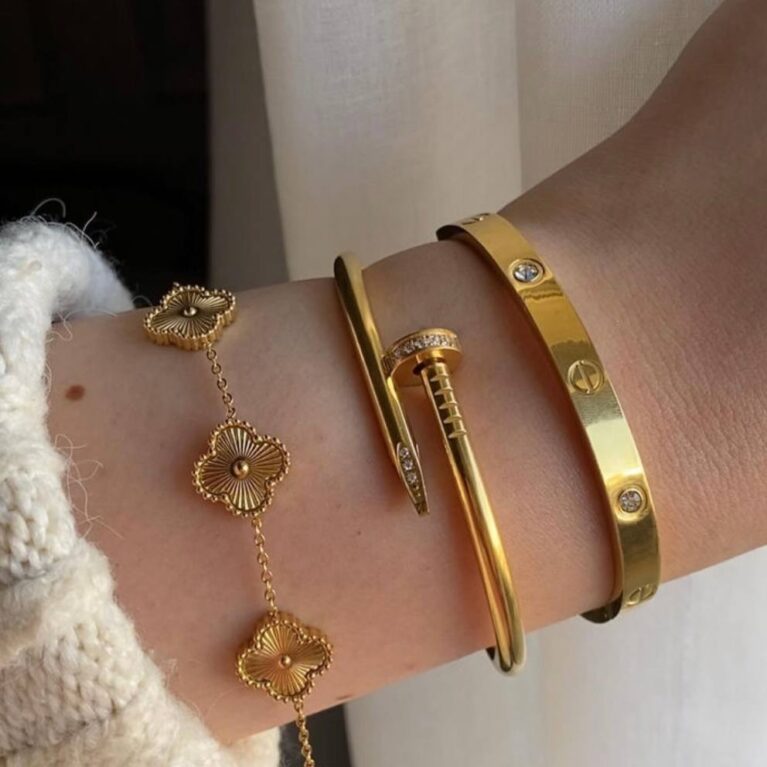 Bracelet Stack (Love + Nail + Clover)