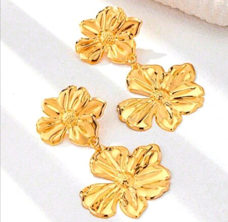 Double Flower Drop Earrings