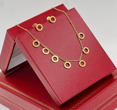 Circle Disc Necklace + Stud Earrings Set