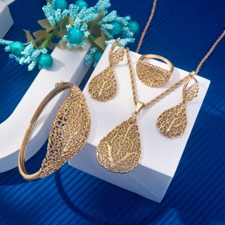 Filigree Leaf Full Set (Bangle + Pendant + Earrings + Ring)