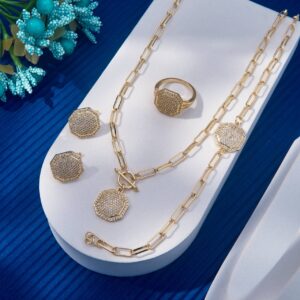 Paperclip Chain Octagon Pavé Set