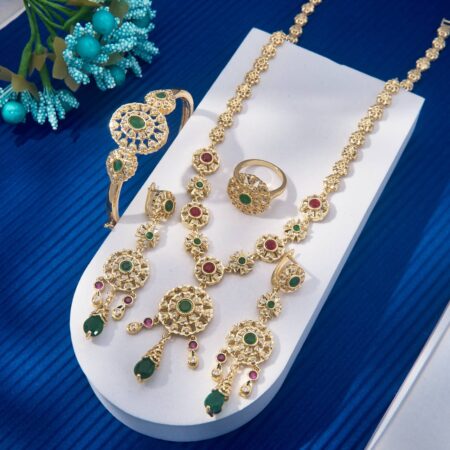 Color Stone Statement Set (Green/Red)